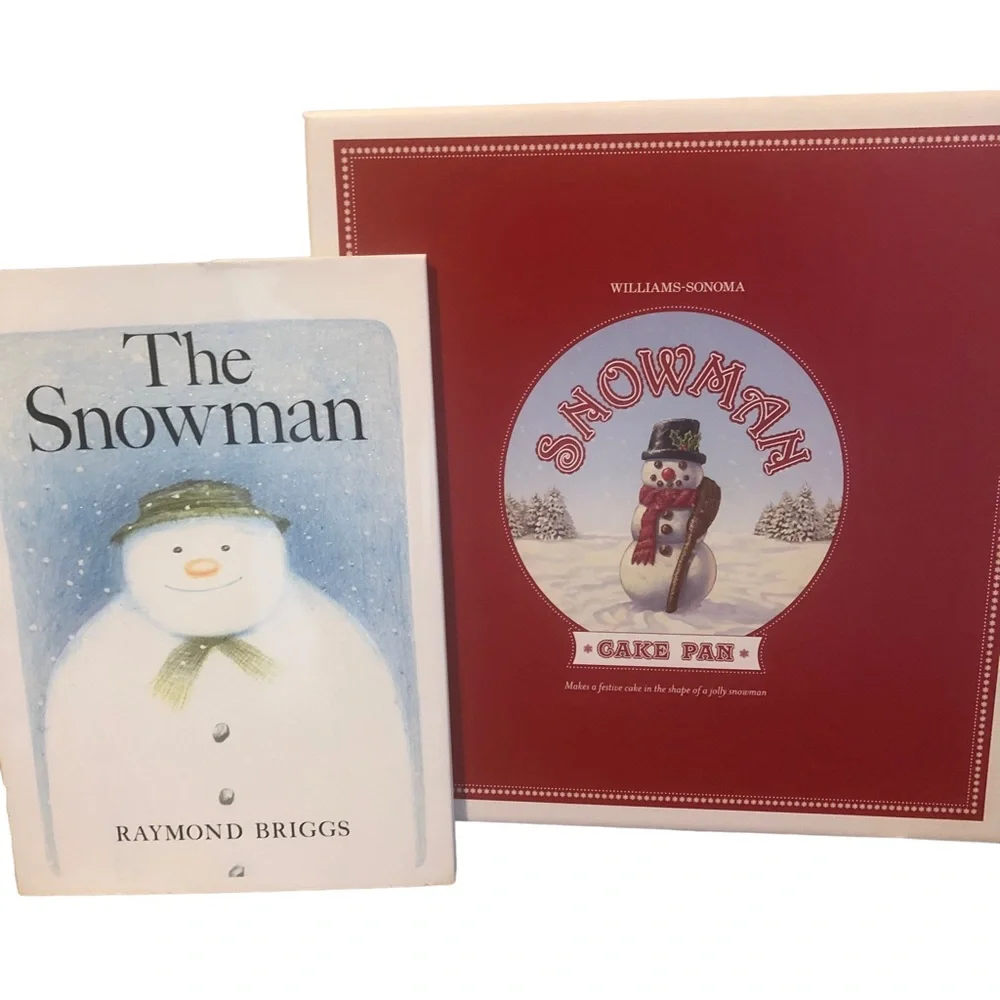 Williams Sonoma GIFT SET 3D SNOWMAN Book Cake Pan Nordic Ware